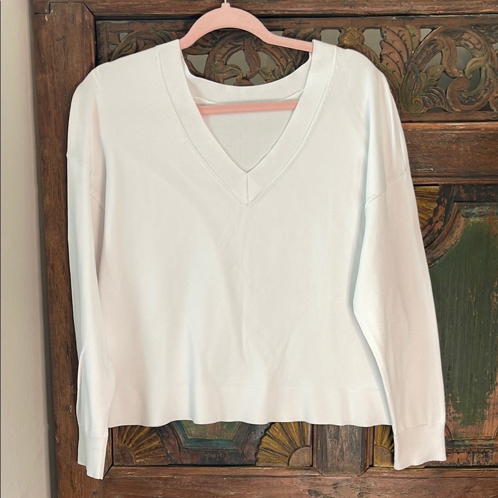 White V-Neck Sweater